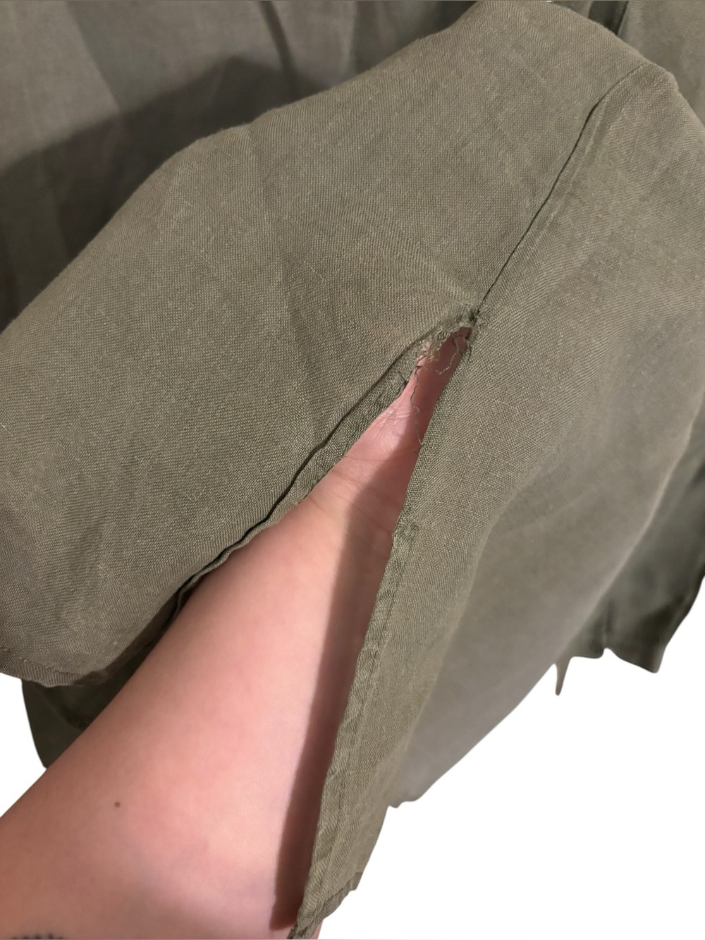 L.L. Bean Green Peasant 100% Linen Top Plus Size - Picture 5 of 7